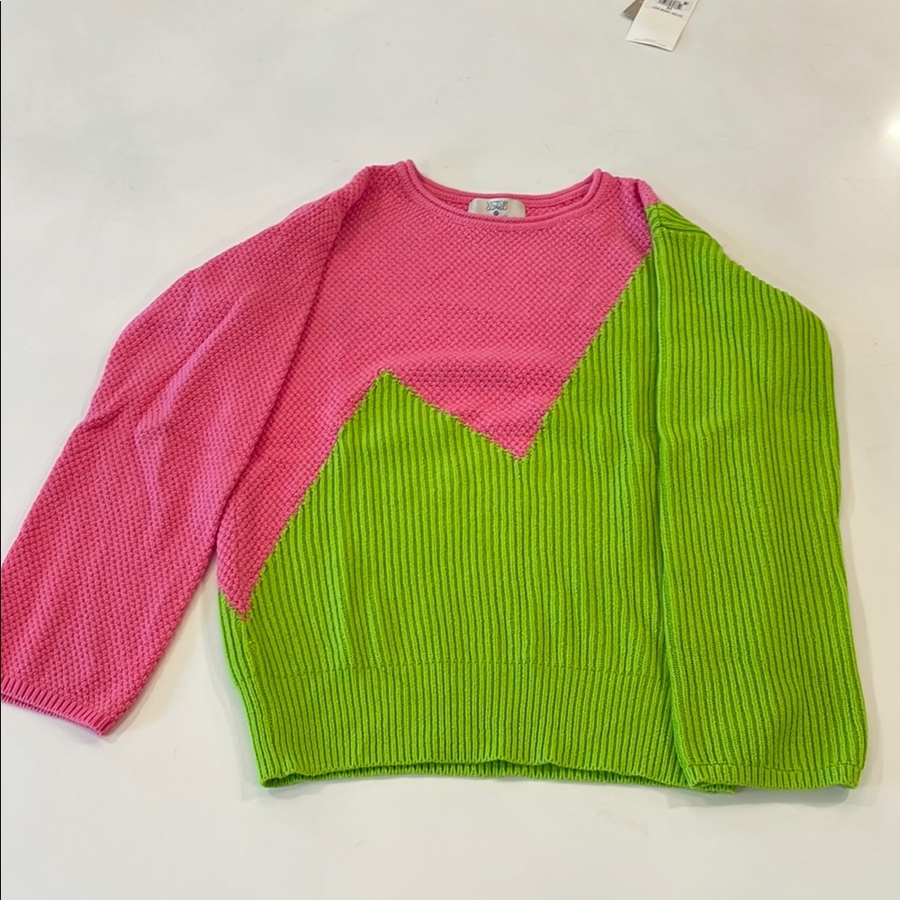Pink and Green Colorblock Sweater by Victor Glemaud NWOT